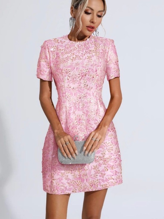 Catchall Dresses & Skirts - Astrid Frozen Berry Jacquard Floral Mini Dress